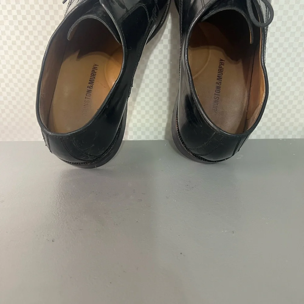 Johnston & Murphy Signature Series Oxford Dress Shoes Mens size 10 D Black Italy
